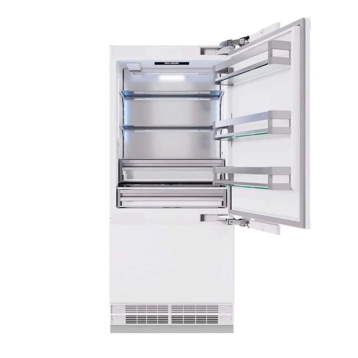 ZLINE 36" Panel Ready Built-In Bottom Freezer Refrigerator,Water Dispenser, Ice Maker, Polished Gold RBITZ-36-G