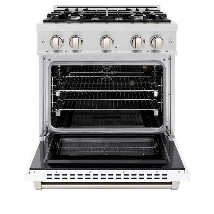 ZLINE 36" Select Gas Range Convection Gas Oven DuraSnow® White Matte Stainless Steel HGRS-WM-36