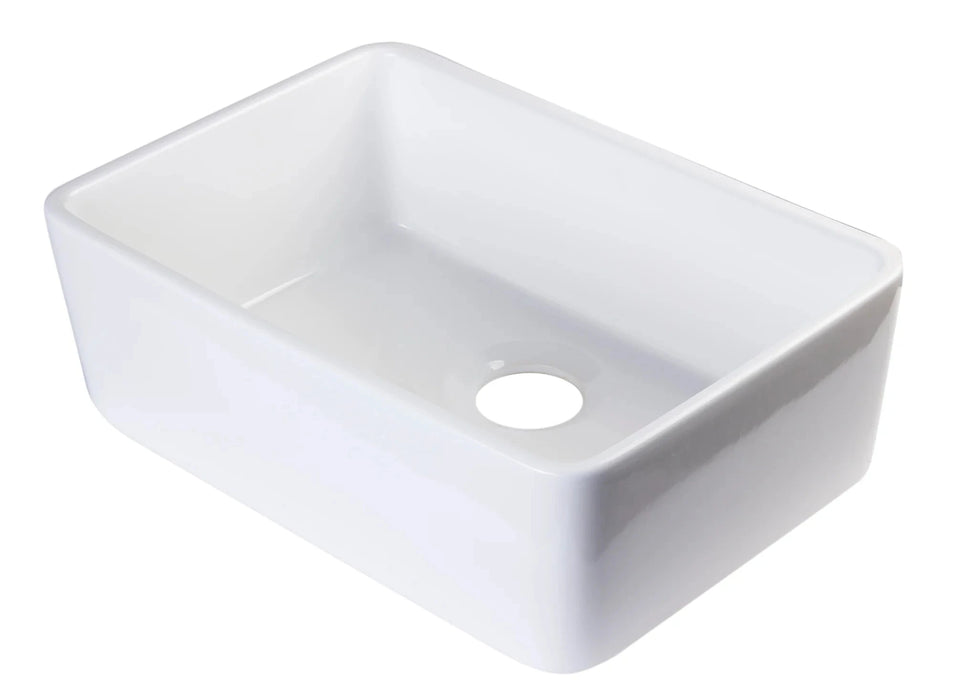 ALFI brand 24" Single Bowl Fireclay Undermount Kitchen Sink AB503UM-W