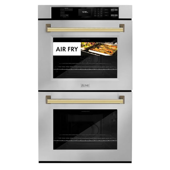 ZLINE 30"Professional True Convection Double Wall Oven, Air Fry, Self Clean, Stainless Steel, Gold WADZ-30-G