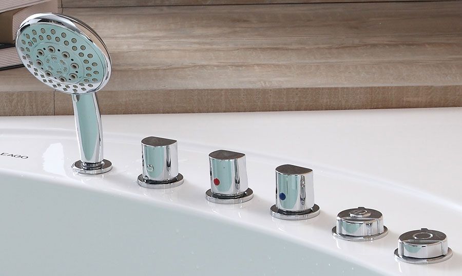 EAGO 5' Rounded Modern Double Seat Corner Whirlpool Bath Tub, Fixtures AM200