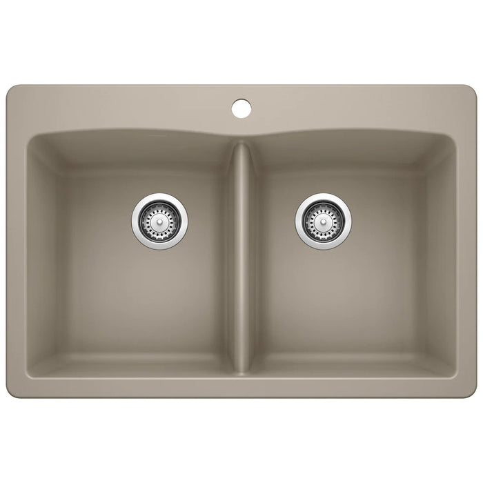 BLANCO Diamond SILGRANIT 33" 50/50 Double Bowl Dual Mount Kitchen Sink
