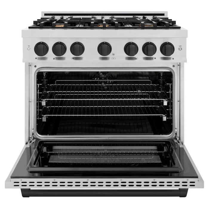 ZLINE 36" Select Dual Fuel Range Gas Cooktop Electric Convection Oven Stainless Steel Matte Black HDRZ-36-MB