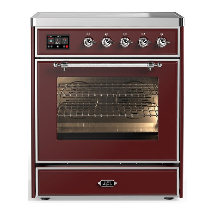 ILVE Majestic III 30" Induction Range, Burgundy, Burnished Trim UMIB30NR3BUB