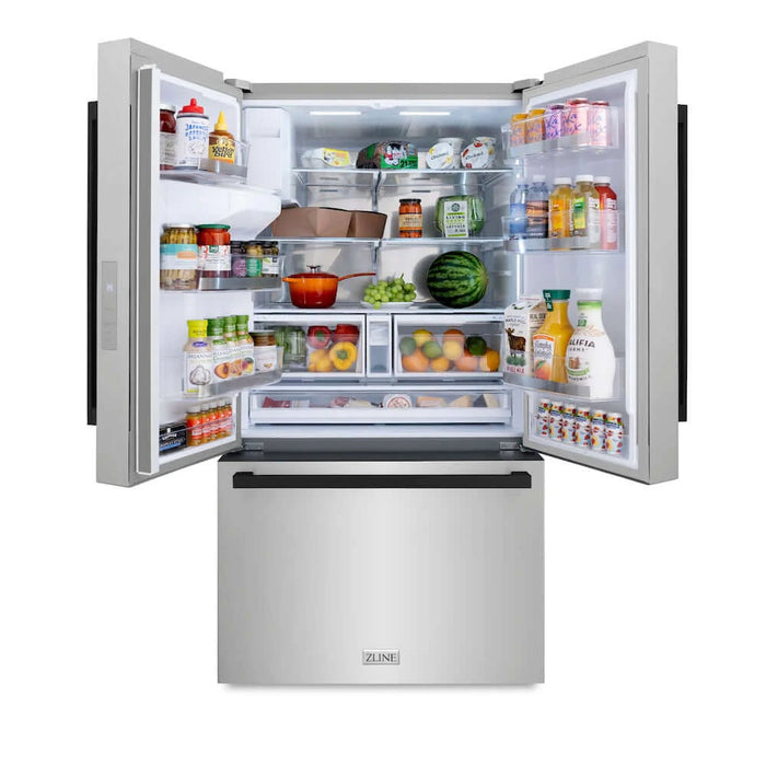 ZLINE Autograph Edition 36" Standard-Depth French Door External Water Dispenser Refrigerator, Dual Ice Maker, Fingerprint-Resistant Stainless Steel RSMZ-W-36-FMB