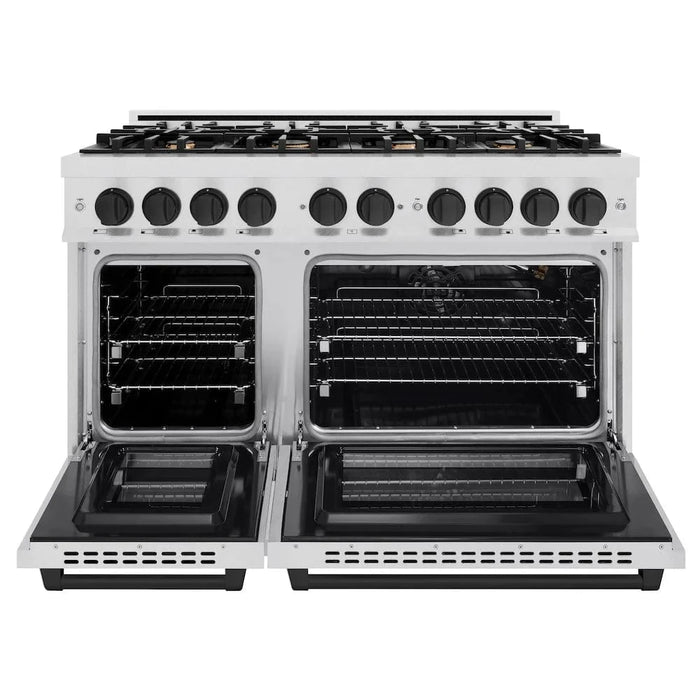 ZLINE 48" Select Gas Range Convection Gas Oven DuraSnow® Stainless Steel Matte Black HGRSZ-48-MB