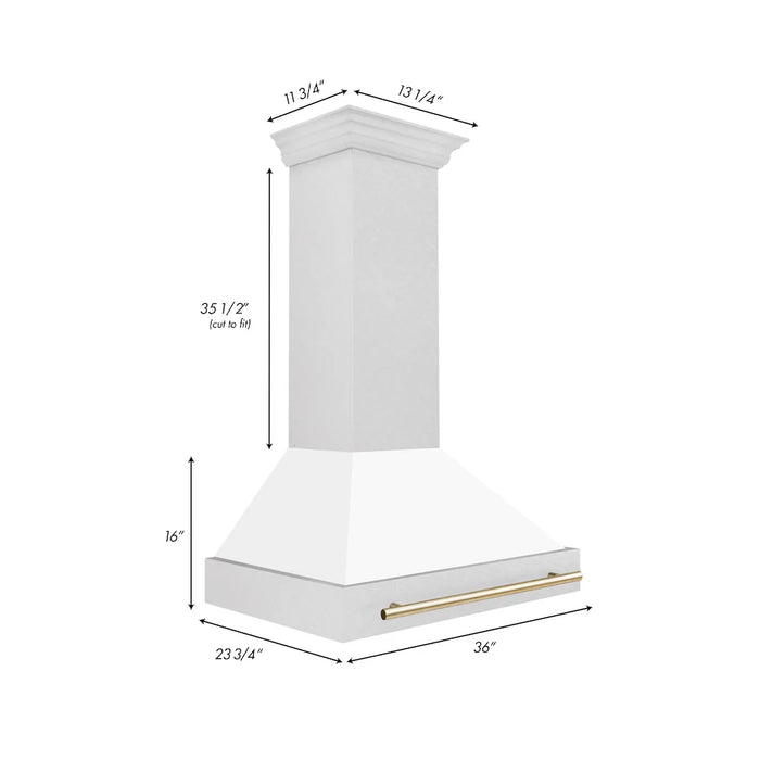 ZLINE 36" Autograph DuraSnow White Range Hood 8654SNZ-WM36-G
