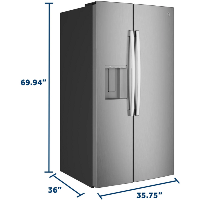 GE 36" Freestanding Side-By-Side Refrigerator, GSS28NYYFS