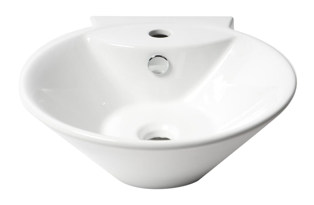 ALFI brand White 17" Round Wall Mounted Ceramic Sink, Faucet Hole ABC113