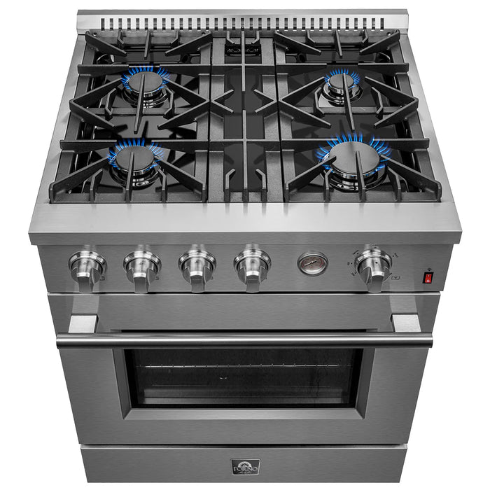 Forno 30" Gas Range,  Built-In Temperature Gauge, FFSGS6277-30