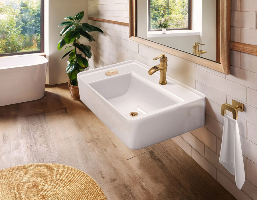 Whitehaus 30" Rectangular Wall Mount Basin, Single Faucet Drilling B-RA75-1H