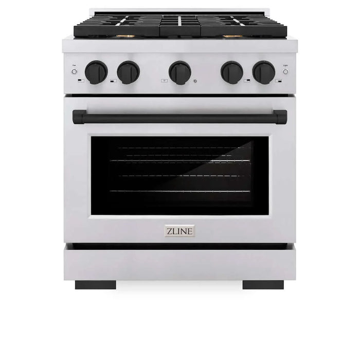 ZLINE 30"Gas Range, Convection Oven Stainless Steel, Matte Black, SGRZ-30-MB