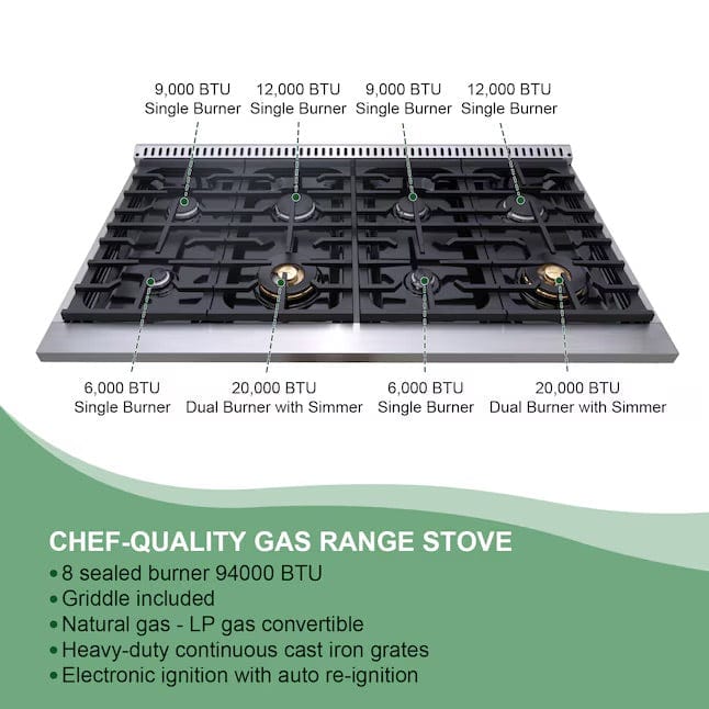 Akicon 48" Convection Oven Freestanding Natural Gas Range - AK-JK48A1-WG