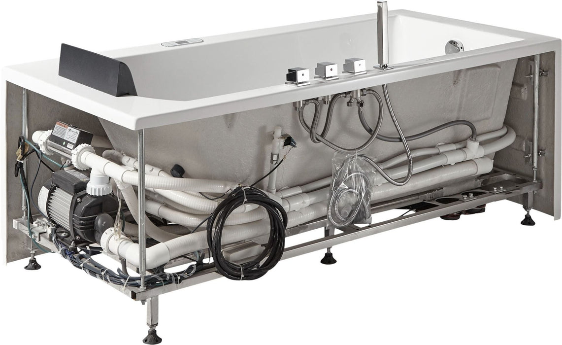 EAGO 5 ft Acrylic White Rectangular Whirlpool Bathtub, Fixtures AM154ETL-L5
