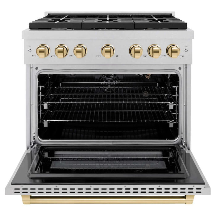 ZLINE 36"Gas Range, Convection Gas Oven, DuraSnow® Gold, SGRSZ-36-G