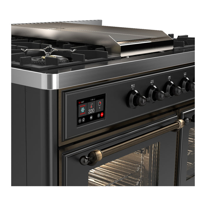 ILVE Majestic III 40" Dual Fuel, Range, Matte Graphite, Burnished Trim UMD40FNR3MGB