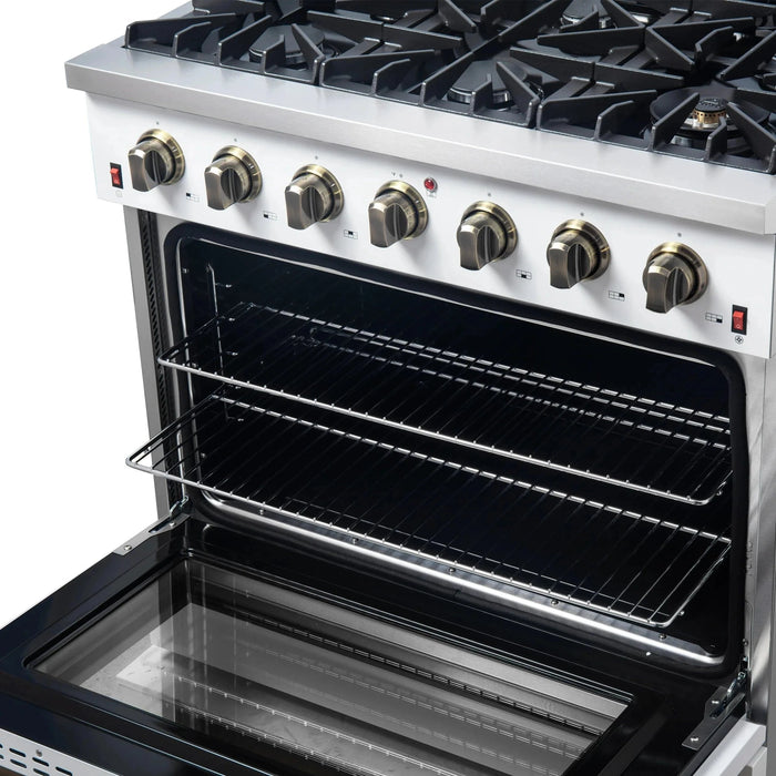 FORNO Galiano 36" Gas on Gas Range FFSGS6244-36WHT