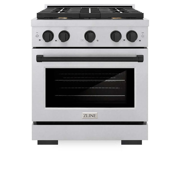 ZLINE 30"Gas Range, Convection Gas Oven , DuraSnow® Matte Black, SGRSZ-30-MB