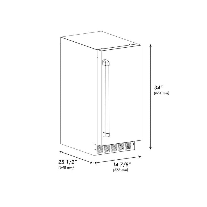 ZLINE Autograph Edition 15 " Touchstone Clear Cube Ice Maker, Drain Pump, Satin Stainless Steel Door, Accents ICCDZ-SN-15-CB