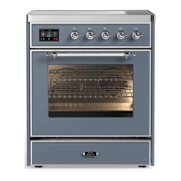 ILVE 30" Majestic III Series Induction Range Blue Grey, Burnished Trim UMIB30NR3BGB