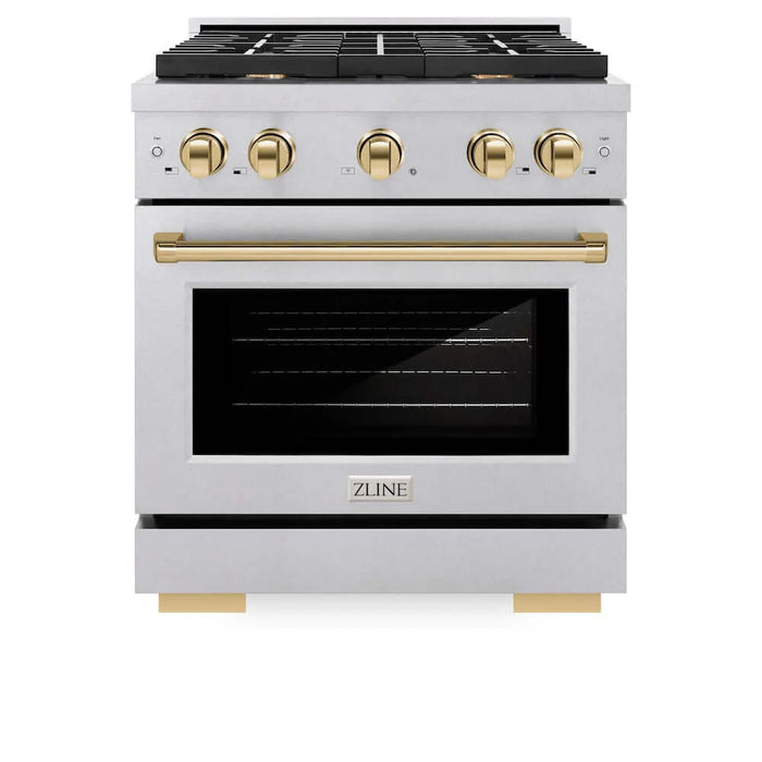 ZLINE 30"Gas Range, Convection Gas Oven , DuraSnow® Gold, SGRSZ-30-G