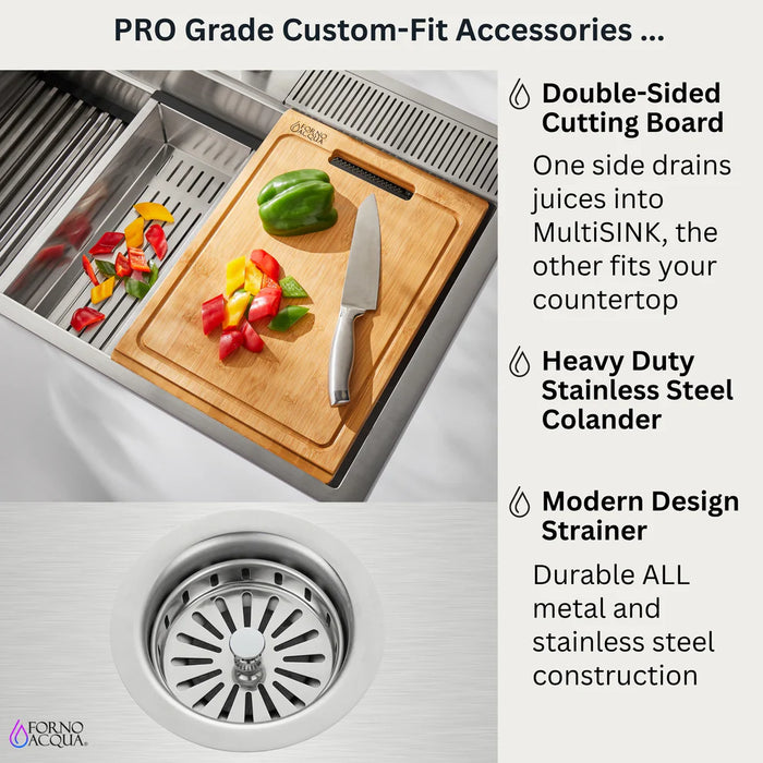 Forno ACQUA 33" Drop-In/Undermount MultiSINK Workstation Sink, Waterfall Faucet, Glass Rinser E-XP31 - Control Panel View