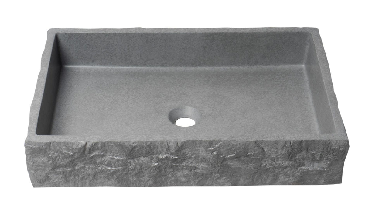 ALFI brand 24" Solid Concrete Chiseled Style Above Mount Vessel Sink ABCO24R