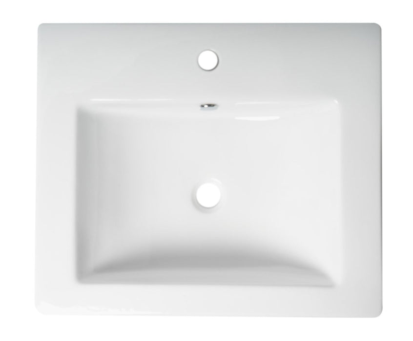 ALFI brand White 24" Rectangular Semi Recessed Ceramic Sink, Faucet Hole ABC701