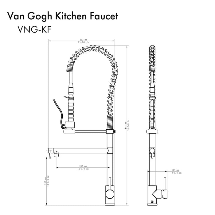 ZLINE Van Gogh Kitchen Faucet in Champagne Bronze, VNG-KF-CB