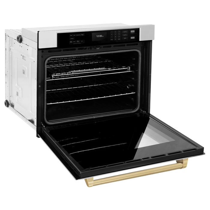 ZLINE 30" Autograph Edition Professional True Convection Single Wall Oven, Air Fry, Self Clean, Stainless Steel, Champagne Bronze WASZ-30-CB