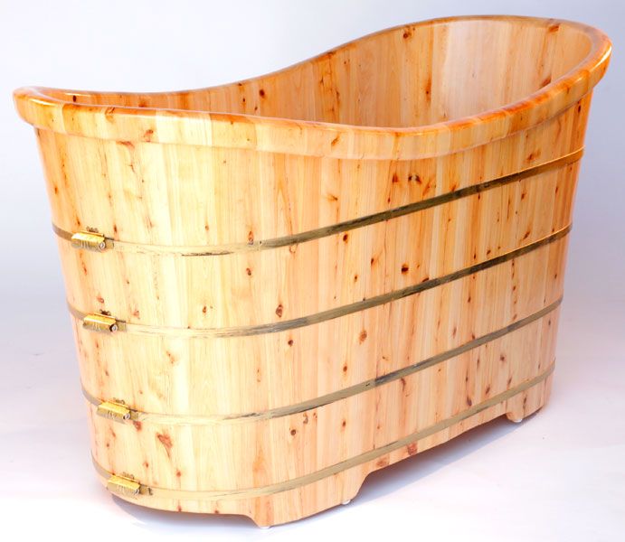 ALFI brand 63'' Free Standing Cedar Wooden Bathtub AB1105