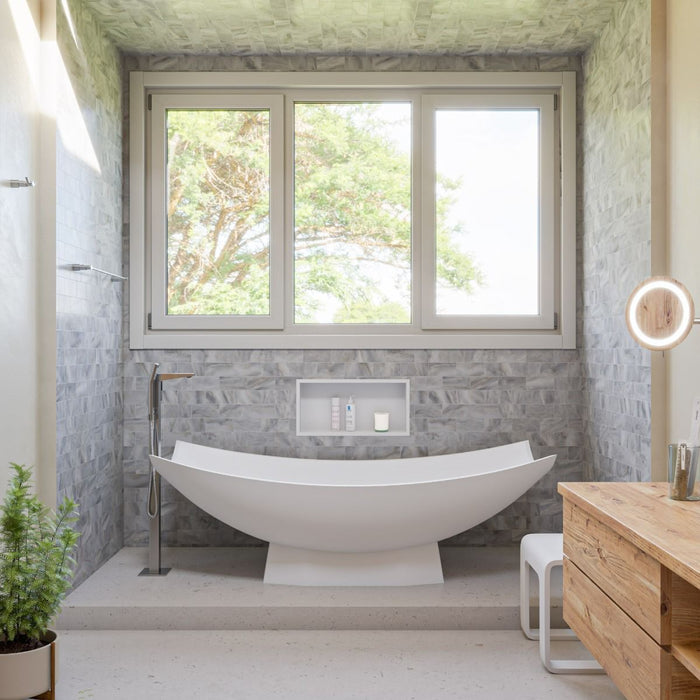 ALFI brand White Matte 71" Solid Surface Resin Free Standing Hammock Style Bathtub AB9992