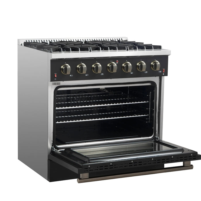 FORNO Galiano 36" Gas on Gas Range FFSGS6244-36BLK