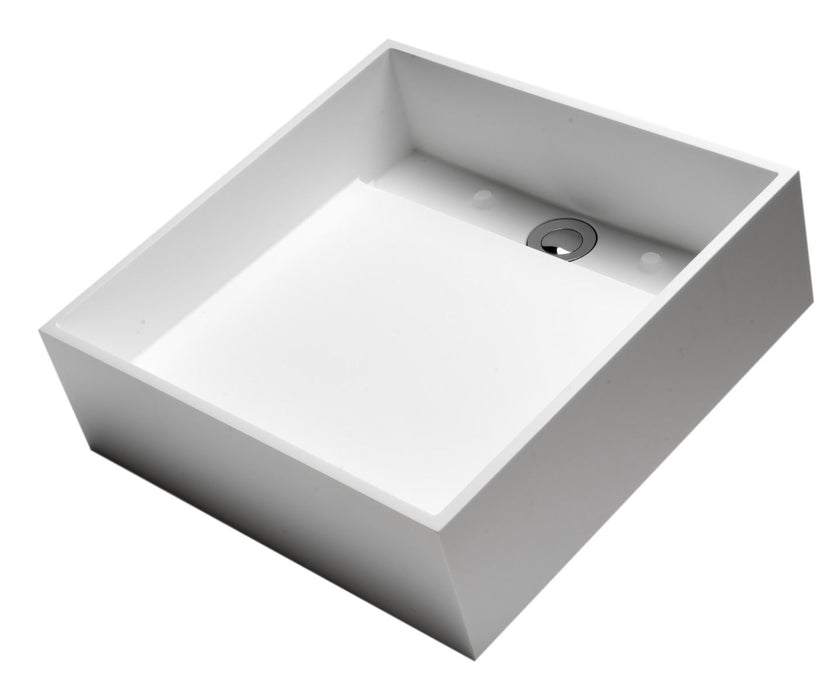 ALFI brand 14" Square White Matte Solid Surface Resin Sink ABRS14S