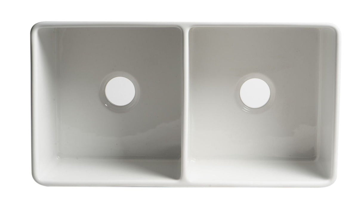 ALFI brand Smooth Apron 33" Double Bowl Fireclay Farm Sink ABF3318D