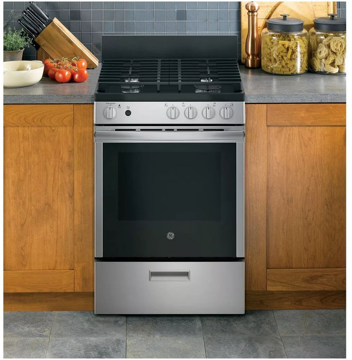 GE 24" Steam Clean Gas Range, Stainless Steel JGAS640RMSS