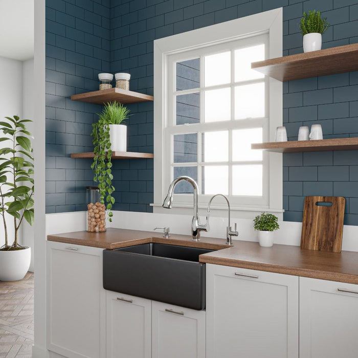 ALFI brand 30" Reversible Smooth/Fluted Single Fireclay Farm Sink AB3018HS