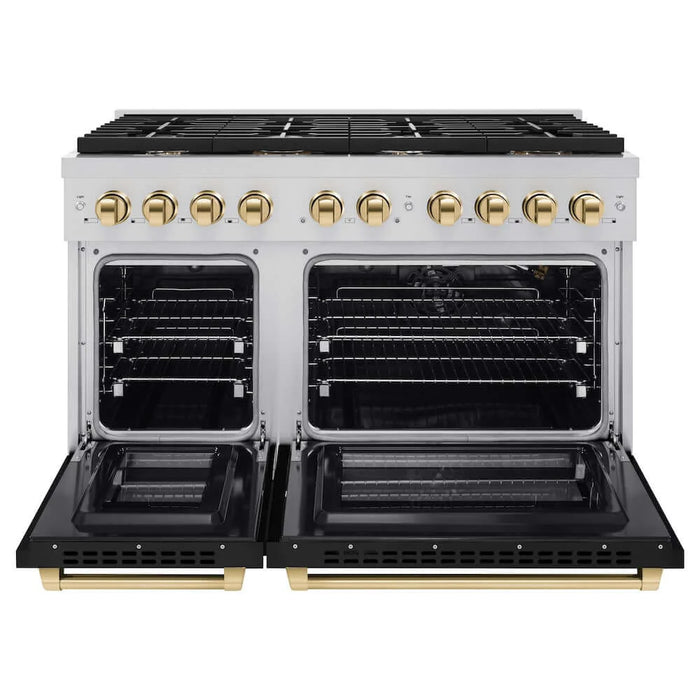 ZLINE 48"Gas Range, Convection Oven Black Matte, Gold, SGRZ-BLM-48-G