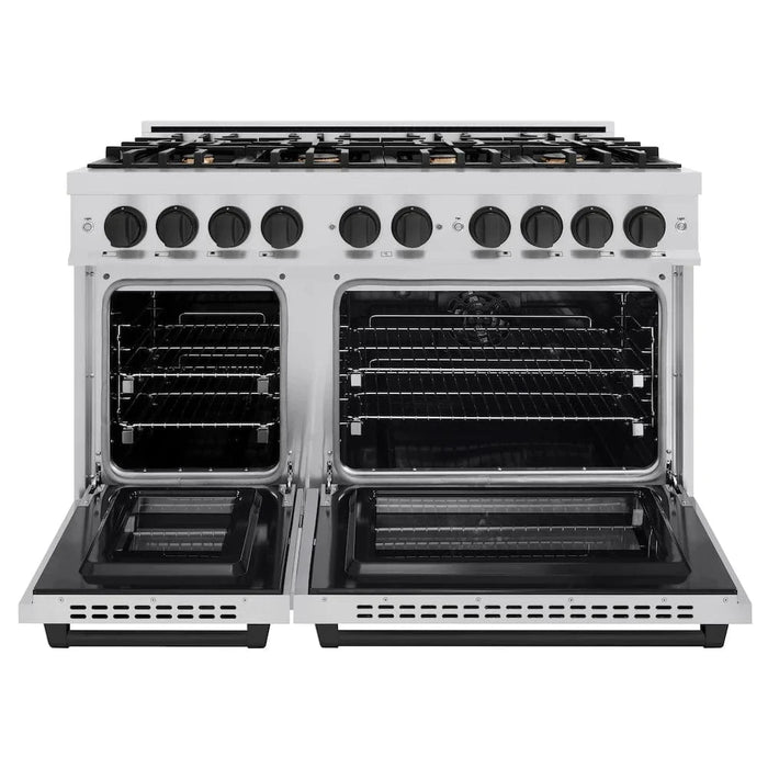ZLINE 48" Select Dual Fuel Range Gas Cooktop Electric Convection Oven Stainless Steel Matte Black HDRZ-48-MB