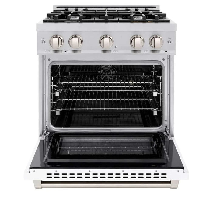 ZLINE 36" Select Dual Fuel Range Gas Cooktop Electric Convection Oven Stainless Steel White Matte Door HDR-WM-36