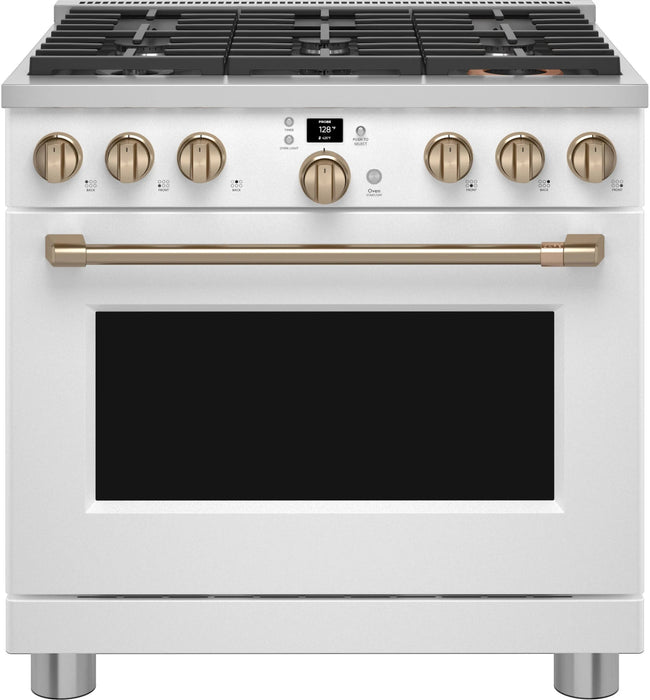 Cafe 36" Smart Commercial Style Gas Range, Matte White CGY366P4TW2