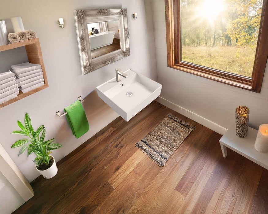 Whitehaus 20" Rectangular Basin, Single Faucet Drilling, Overflow B-AG51-1H