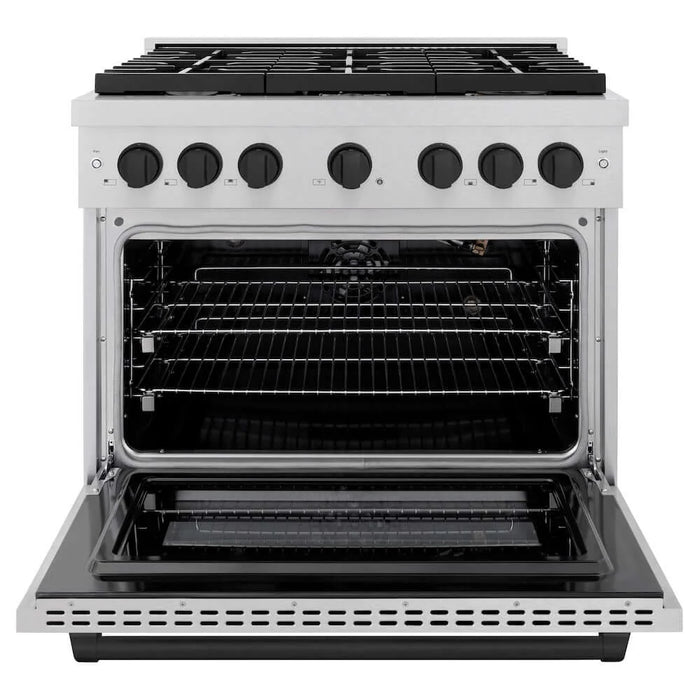 ZLINE 36"Gas Range, Convection Gas Oven, DuraSnow® Matte Black, SGRSZ-36-MB