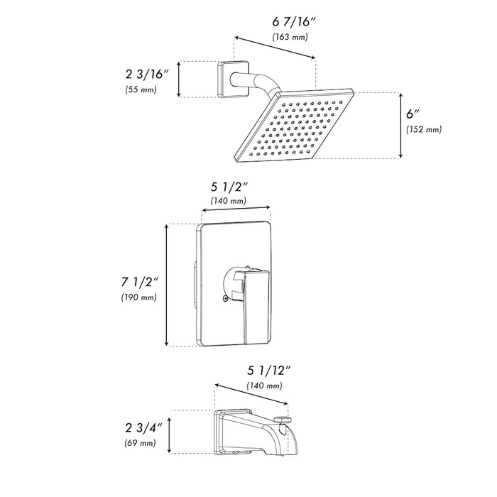 ZLINE Rubicon Modern Shower System, RBCN2-SHS-BN