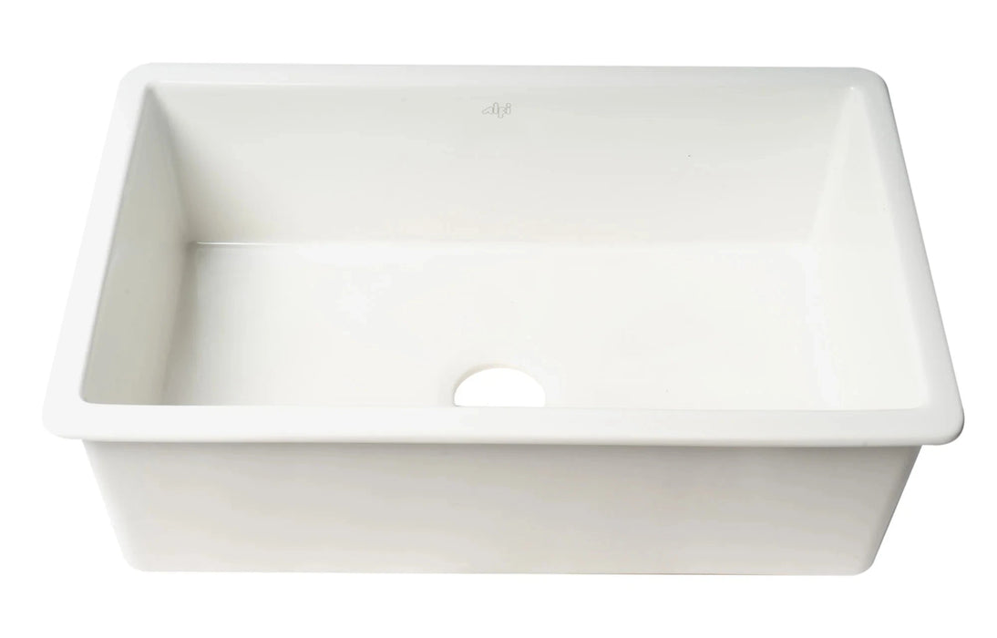 ALFI brand White 30" Fireclay Undermount Fireclay Kitchen Sink ABF3018UD-W