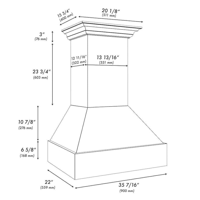 ZLINE Wooden Wall Mount Range Hood in Rustic Bright White Finish 355WW-36