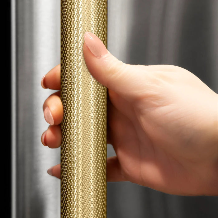 ZLINE Autograph Edition 36" French Door Built-In Bottom Freezer Refrigerator, Water Dispenser, Ice Maker, Stainless Steel, Graphite Gray Interior, Helix Handles GRBIVZ-30436KCB