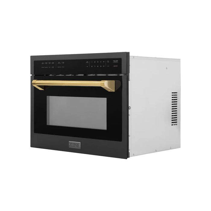 ZLINE 24" Convection Microwave, Black Stainless, Gold MWOZ-24-BS-G