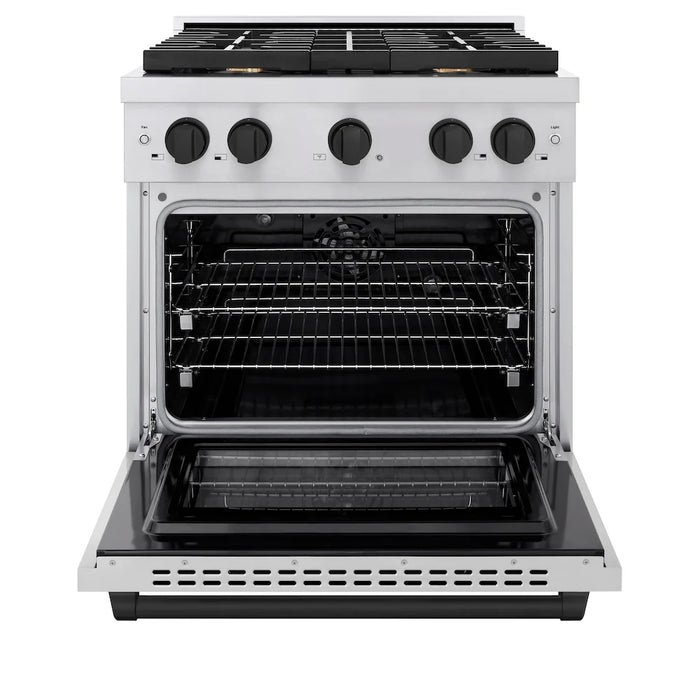 ZLINE 30"Paramount Dual Fuel Range Stainless Steel Matte Black SDRZ-30-MB