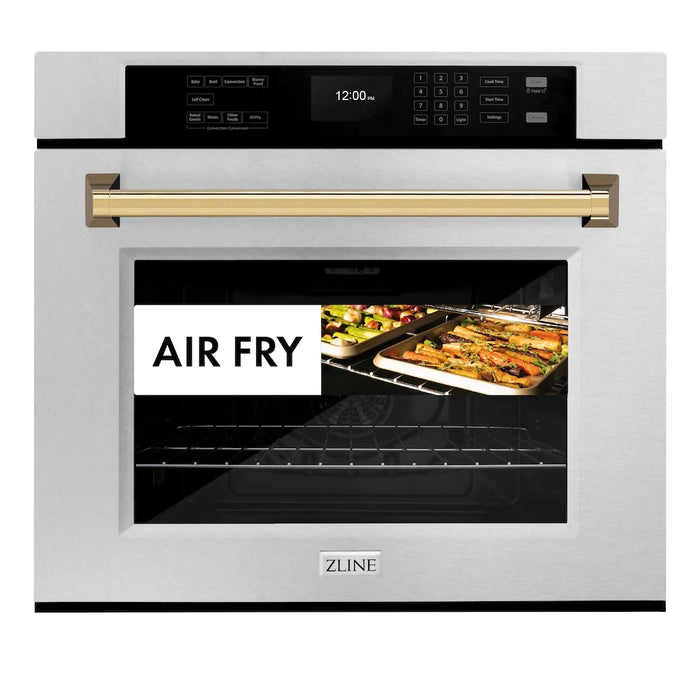 ZLINE 30"Professional True Convection Single Wall Oven, Air Fry, Self Clean, DuraSnow® Gold WASSZ-30-G